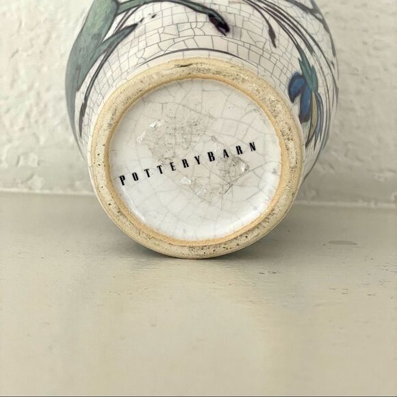 Small pottery barn white vase with flowers and animal - Picture 5 of 10